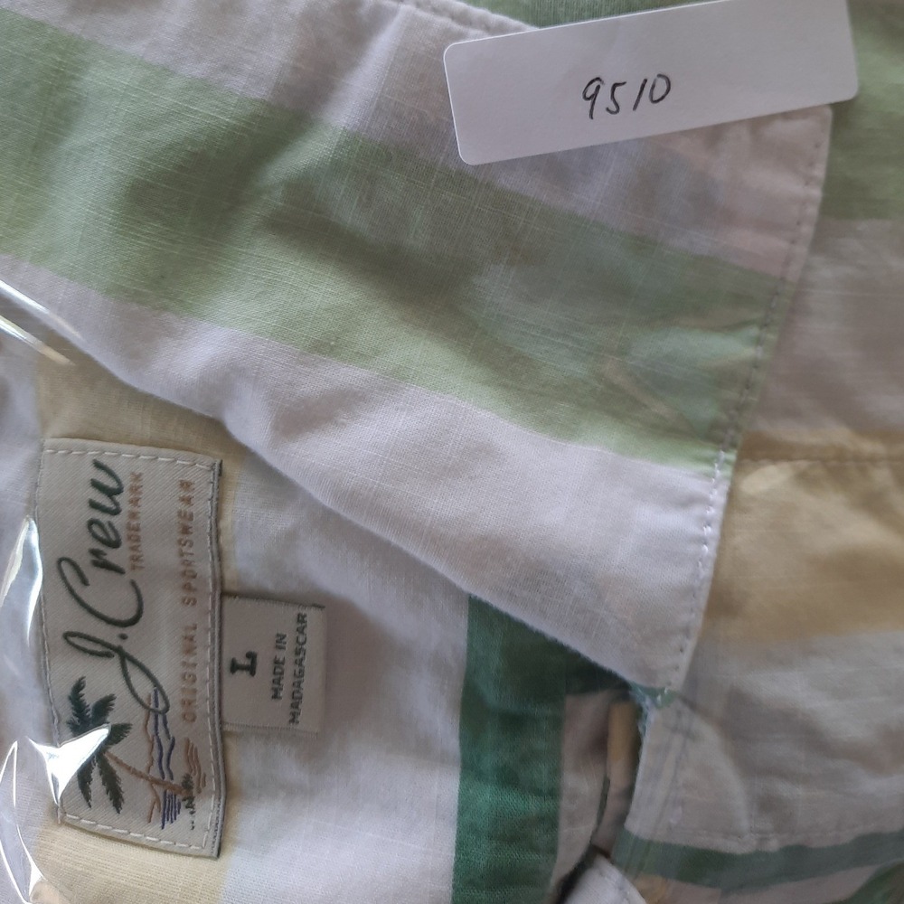 Rare J.Crew Men Large Striped Short Sleeve Summer MultiColor Cotton Button Shirt - Picture 8 of 8